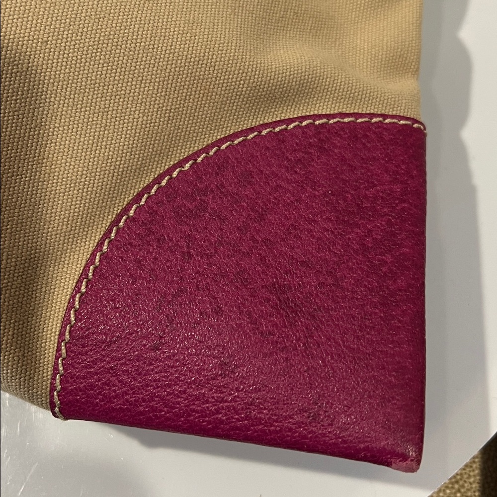 Prada Beige Canvas Tote with Pink Leather Handles and Accents - Picture 10 of 16